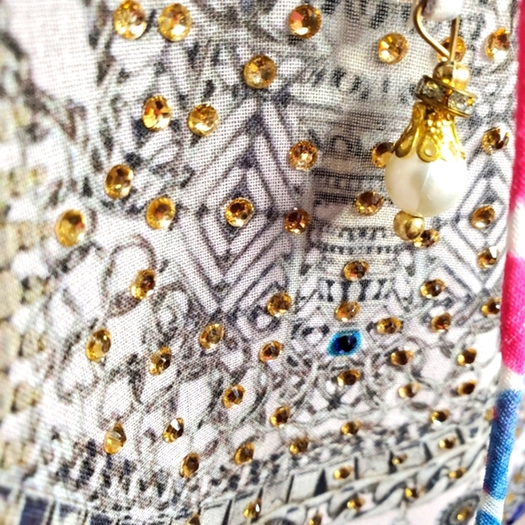 COLORFUL ☆ RHINESTONE ACCENTED ☆ CAFTAN TOP/POOL COVER-UP ☆ NWT - Picture 5 of 15